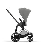 Cybex e-Priam Travel System with Accessories, Cloud T Car Seat & ISOFIX Base - Mirage Grey / Chrome Black Frame
