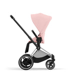Cybex e-Priam Travel System with Accessories, Cloud T Car Seat & ISOFIX Base -  Peach Pink / Chrome Black Frame