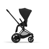 Cybex e-Priam Travel System with Accessories, Cloud T Car Seat & ISOFIX Base - Sepia Black / Matt Black Frame