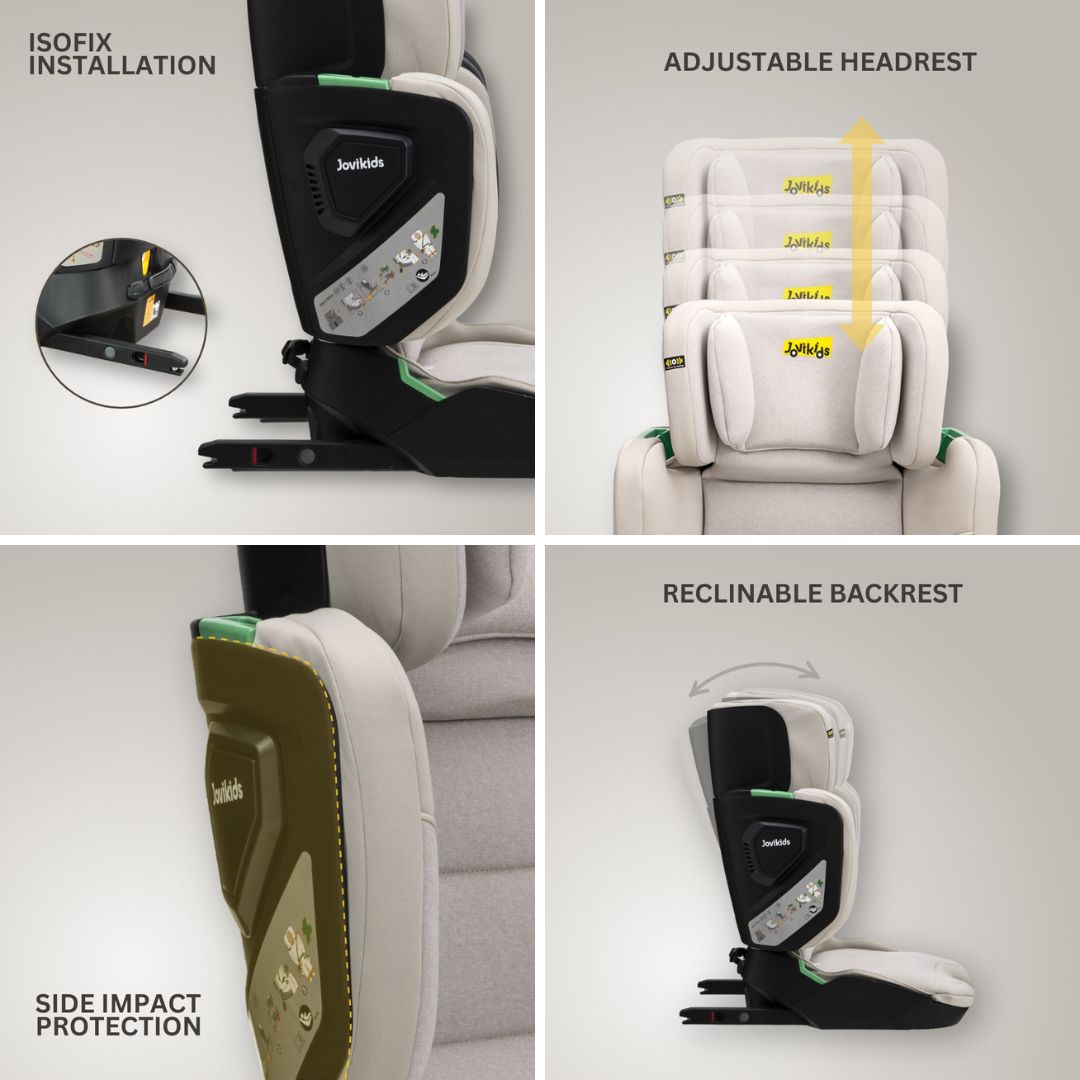 Jovikids Rober+ Folding High Back Booster - Milkstone