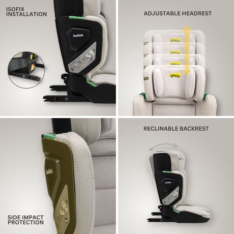 Jovikids Rober+ Folding High Back Booster - Milkstone