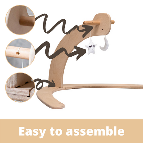 MamaToyz Dinky Wooden Baby Activity Gym with Moon & Star Soft Toys