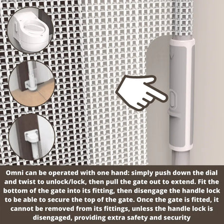 Callowesse Omni-Directional Retractable Stair Safety Gate 0-130cm – White & Silver