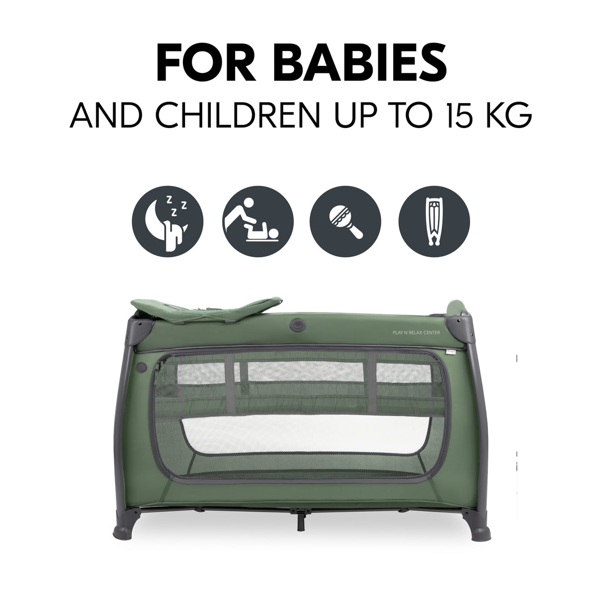 Hauck Play N Relax Centre Travel Cot - Dark Green