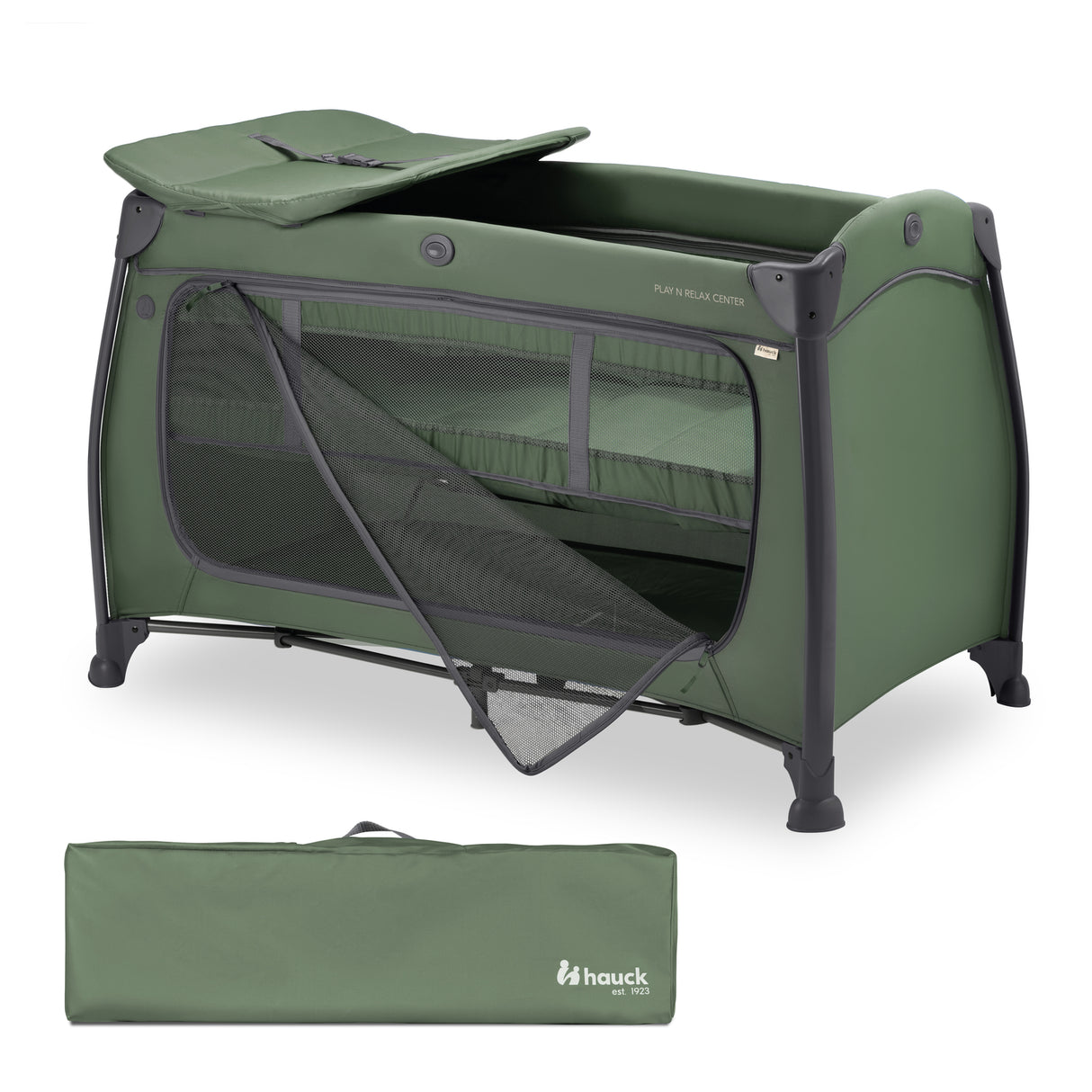 Hauck Play N Relax Centre Travel Cot - Dark Green