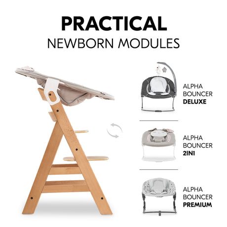 Hauck Alpha+ Wooden Highchair - Natural