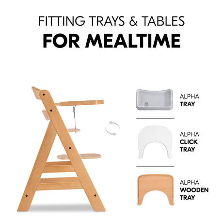 Hauck Alpha+ Wooden Highchair - Natural