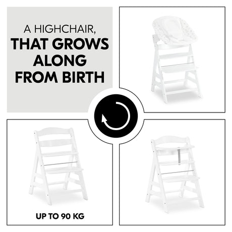 Hauck Alpha+ Wooden Highchair - White