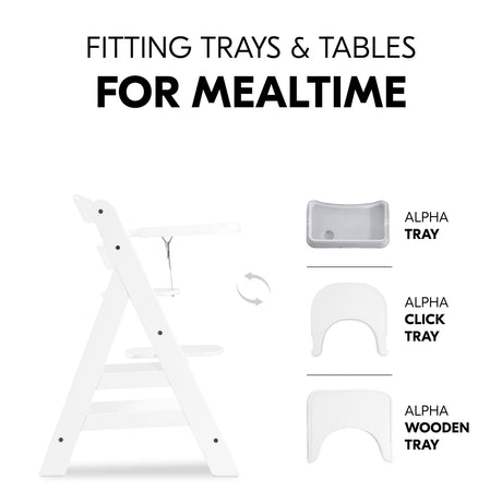 Hauck Alpha+ Wooden Highchair - White