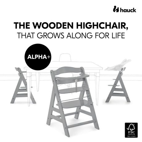 Hauck Alpha+ Wooden Highchair - Grey