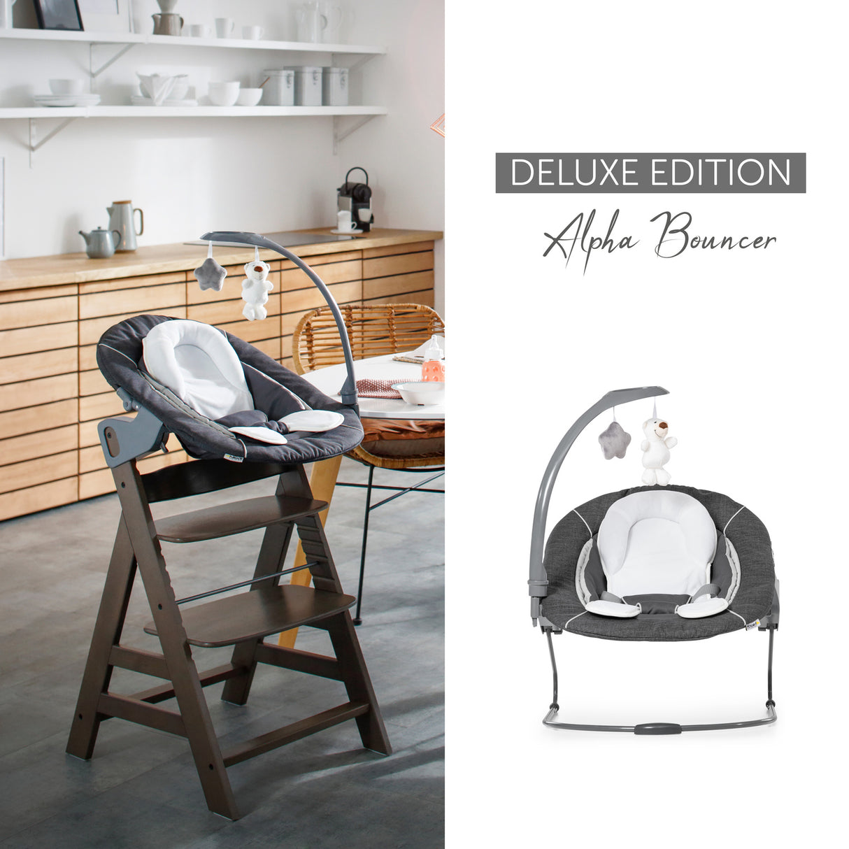 Hauck Alpha Deluxe Baby Bouncer - Melange Grey