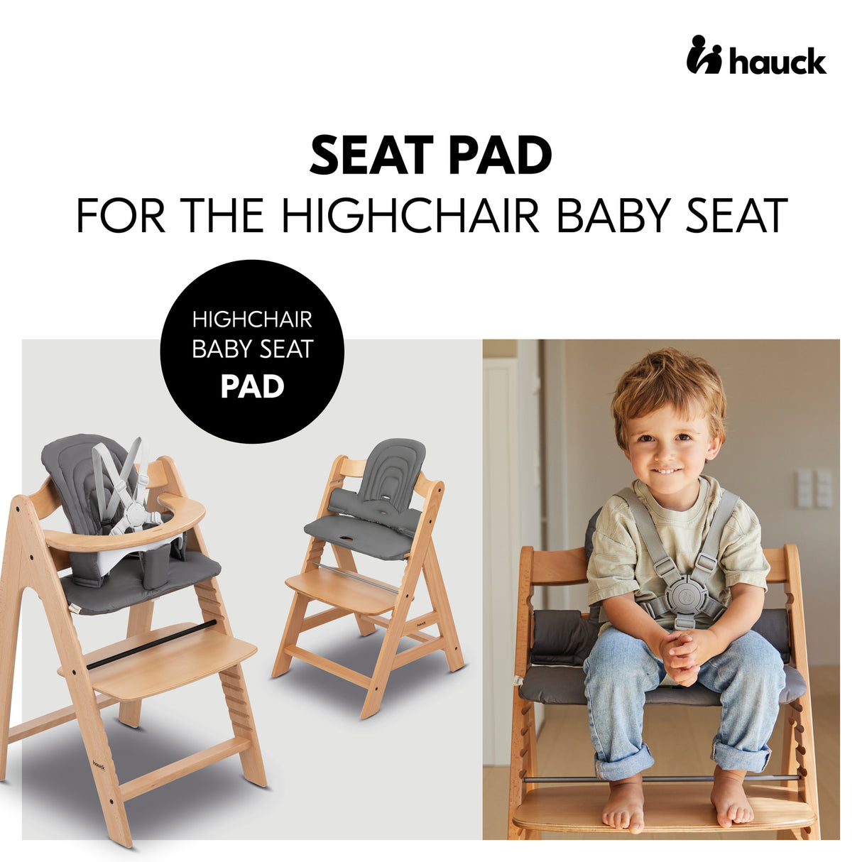 Hauck Alpha+ Highchair Baby Seat Pad - Dark Grey