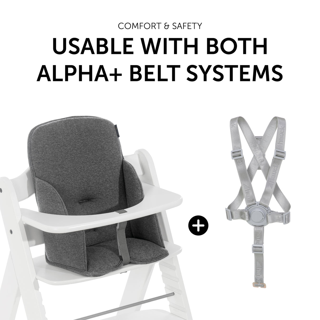 Hauck Alpha+ Cosy Select Seat Pad - Jersey Charcoal