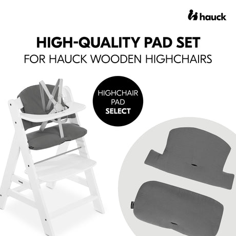 Hauck Alpha+ Highchair Select Seat Pad - Muslin Dark Grey