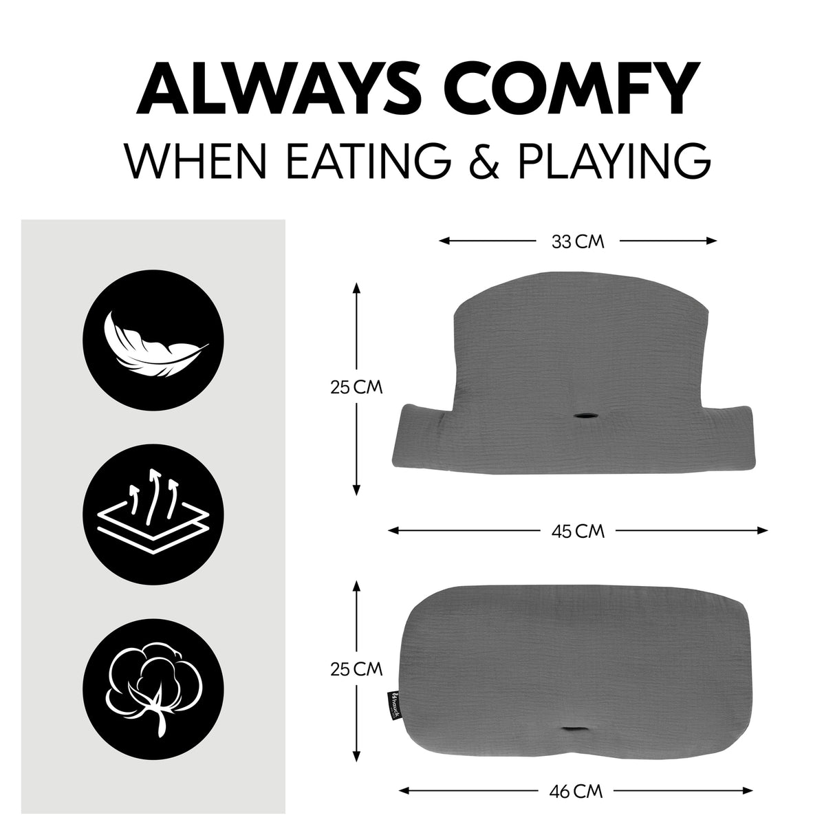 Hauck Alpha+ Highchair Select Seat Pad - Muslin Dark Grey