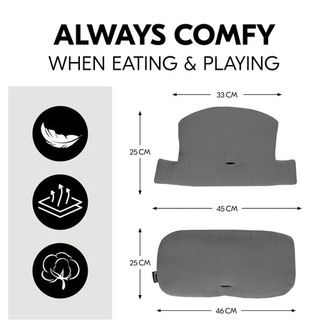 Hauck Alpha+ Highchair Select Seat Pad - Muslin Dark Grey