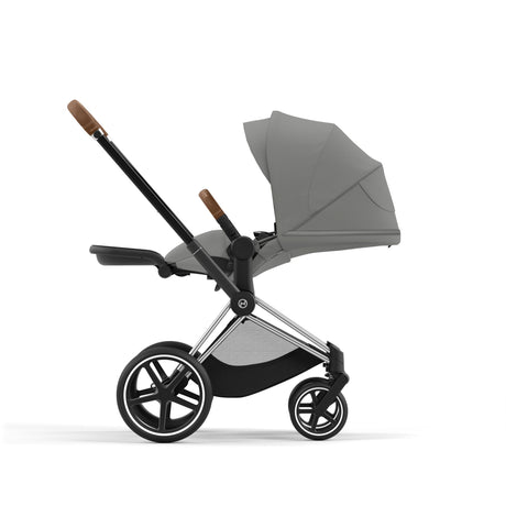 Cybex Priam Travel System with Accessories, Cloud T Car Seat & ISOFIX Base - Mirage Grey / Chrome Brown Frame