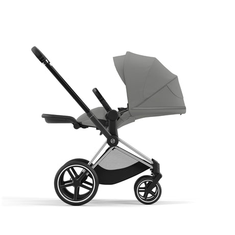 Cybex Priam Travel System with Accessories, Cloud T Car Seat & ISOFIX Base - Mirage Grey / Chrome Black Frame