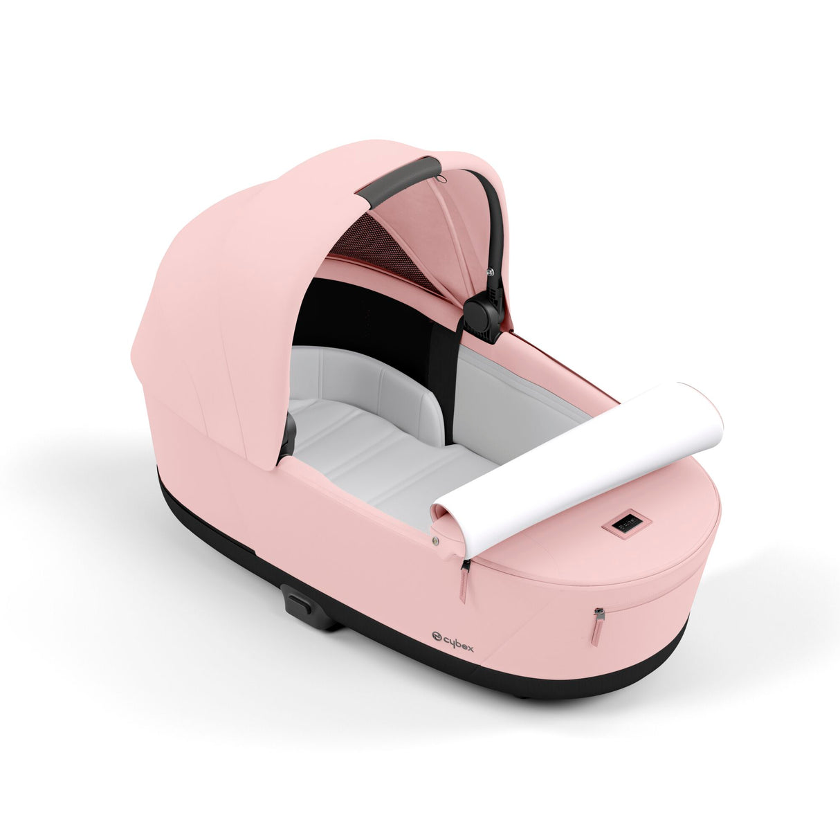 Cybex Priam Travel System with Accessories, Cloud T Car Seat & ISOFIX Base - Peach Pink / Chrome Black Frame