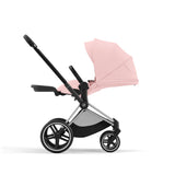 Cybex Priam Travel System with Accessories, Cloud T Car Seat & ISOFIX Base - Peach Pink / Chrome Black Frame