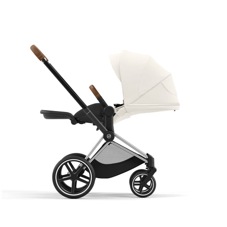 Cybex Priam Travel System with Accessories, Cloud T Car Seat & ISOFIX Base - Off White / Chrome Brown Frame