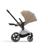 Cybex Priam Travel System with Accessories, Cloud T Car Seat & ISOFIX Base - Cozy Beige / Chrome Black Frame