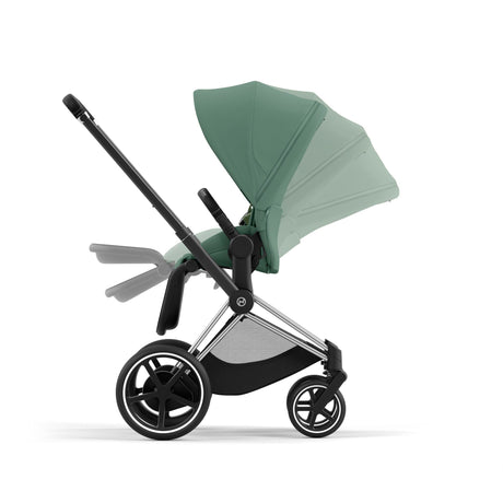 Cybex e-Priam Travel System with Accessories, Cloud T Car Seat & ISOFIX Base - Leaf Green / Chrome Black Frame