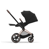 Cybex Priam Travel System with Accessories, Cloud T Car Seat & ISOFIX Base - Sepia Black / Rose Gold Frame