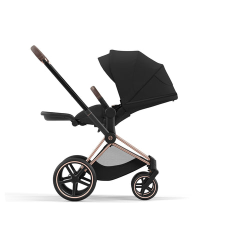 Cybex Priam Travel System with Accessories, Cloud T Car Seat & ISOFIX Base - Sepia Black / Rose Gold Frame