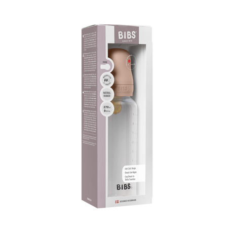 BIBS Medium Flow 270ml Latex Baby Bottle - Blush