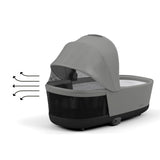 Cybex Priam Travel System with Accessories, Cloud T Car Seat & ISOFIX Base - Mirage Grey / Rose Gold Frame