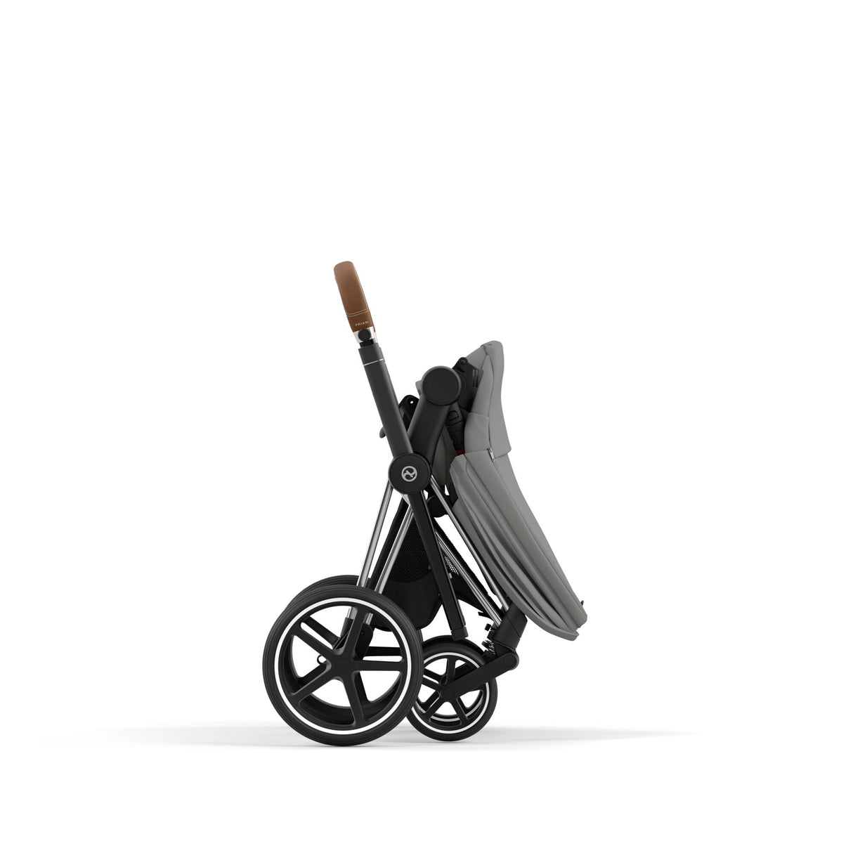 Cybex Priam Travel System with Accessories, Cloud T Car Seat & ISOFIX Base - Mirage Grey / Chrome Brown Frame