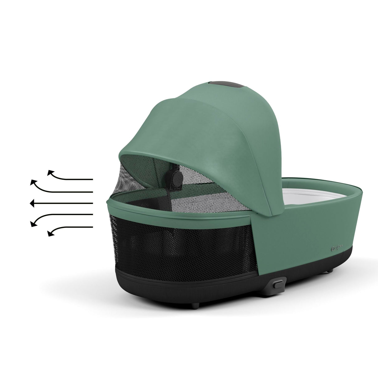 Cybex Priam Travel System with Accessories, Cloud T Car Seat & ISOFIX Base - Leaf Green / Matt Black Frame