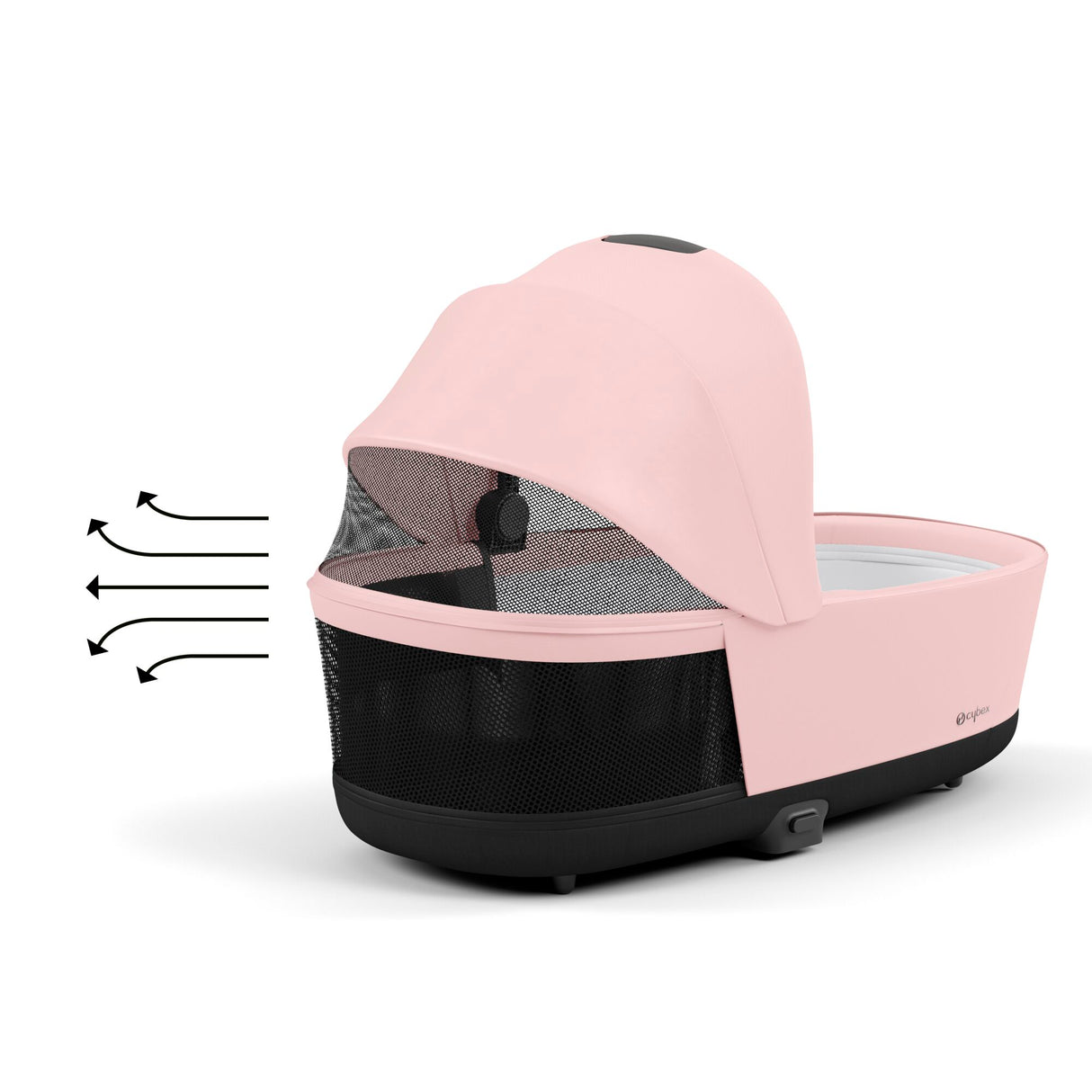 Cybex Priam Travel System with Accessories, Cloud T Car Seat & ISOFIX Base - Peach Pink / Chrome Black Frame