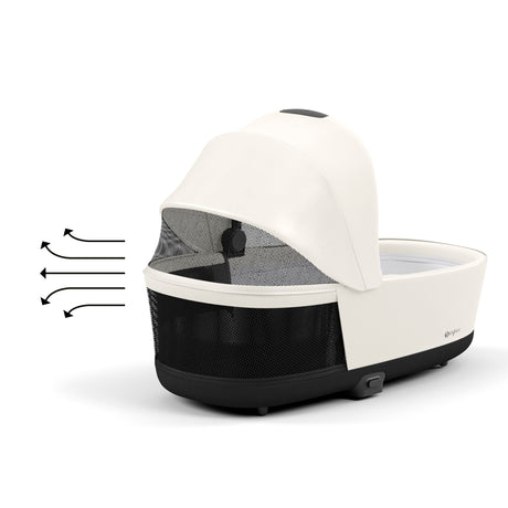 Cybex Priam Travel System with Accessories, Cloud T Car Seat & ISOFIX Base - Off White / Chrome Brown Frame