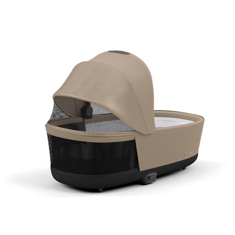Cybex Priam Travel System with Accessories, Cloud T Car Seat & ISOFIX Base - Cozy Beige / Chrome Brown Frame