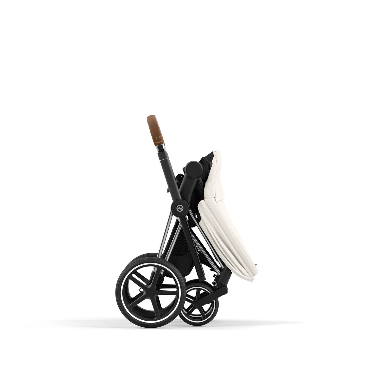 Cybex Priam Travel System with Accessories, Cloud T Car Seat & ISOFIX Base - Off White / Chrome Brown Frame