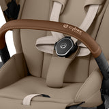 Cybex Priam Travel System with Accessories, Cloud T Car Seat & ISOFIX Base - Cozy Beige / Chrome Brown Frame