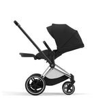 Cybex e-Priam Travel System with Accessories, Cloud T Car Seat & ISOFIX Base - Sepia Black / Chrome Black Frame