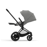 Cybex e-Priam Travel System with Accessories, Cloud T Car Seat & ISOFIX Base - Mirage Grey / Matt Black Frame