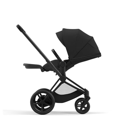 Cybex e-Priam Travel System with Accessories, Cloud T Car Seat & ISOFIX Base - Sepia Black / Matt Black Frame