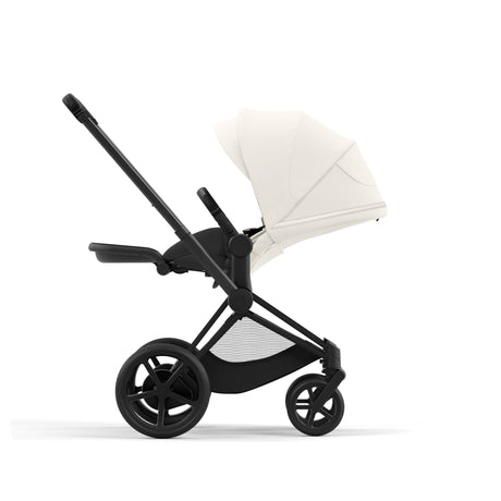 Cybex e-Priam Travel System with Accessories, Cloud T Car Seat & ISOFIX Base - Off White / Matt Black Frame