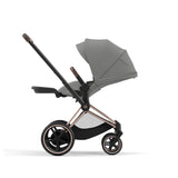 Cybex e-Priam Travel System with Accessories, Cloud T Car Seat & ISOFIX Base - Mirage Grey / Rose Gold Frame