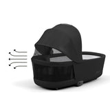 Cybex Priam Travel System with Accessories, Cloud T Car Seat & ISOFIX Base - Sepia Black / Chrome Black Frame