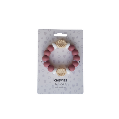 Chewies Silicone Leaf Teething Bangle - Blush