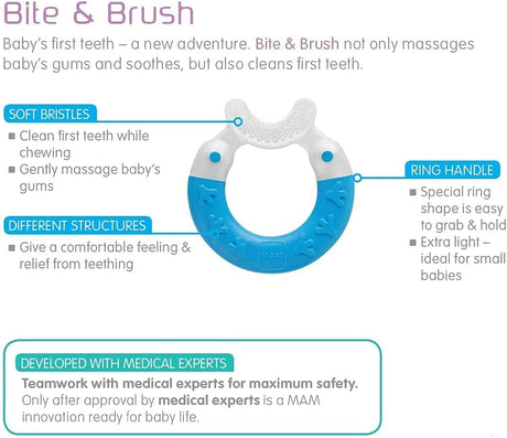 MAM Bite & Brush Teether Ring - Blue