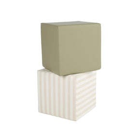 CuddleCo Soft Play Cubes 2pc - Cookie Stripe/Olive