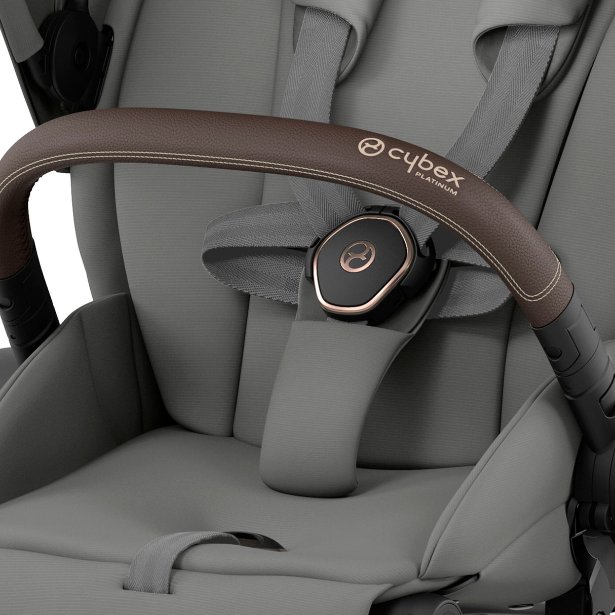 Cybex Priam Travel System with Accessories, Cloud T Car Seat & ISOFIX Base - Mirage Grey / Rose Gold Frame