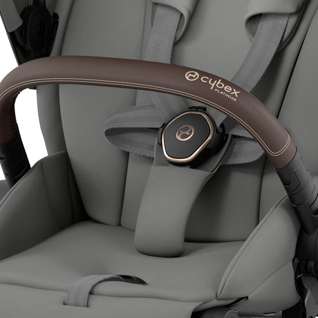 Cybex Priam Travel System with Accessories, Cloud T Car Seat & ISOFIX Base - Mirage Grey / Rose Gold Frame