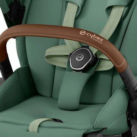 Cybex Priam Travel System with Accessories, Cloud T Car Seat & ISOFIX Base - Leaf Green / Chrome Brown Frame